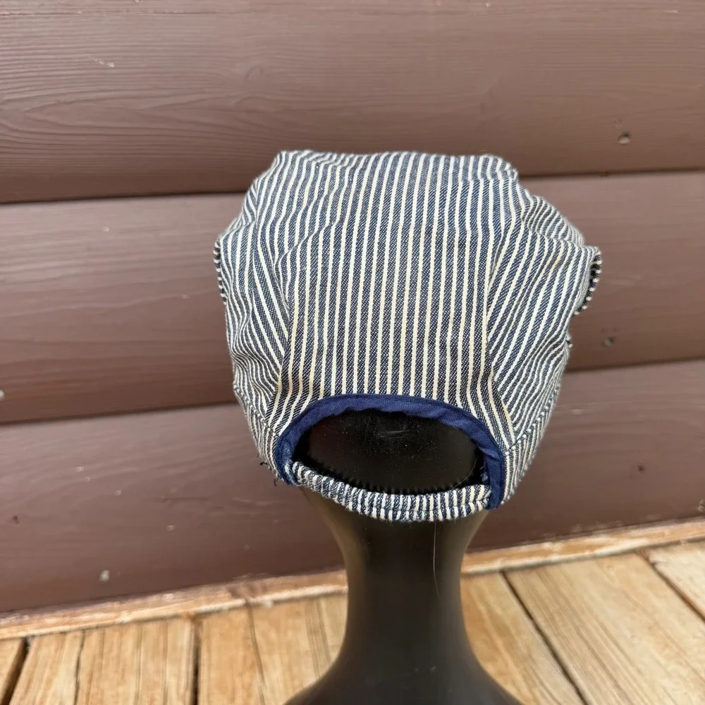 Vintage Playskool Train Conductor Hat Hickory Stripe Engineer Cap Toddler Kids